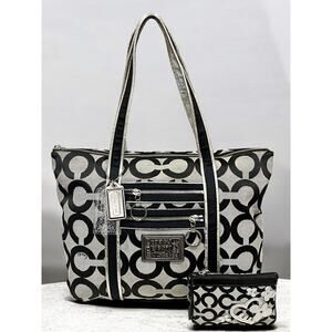 Y2K Coach 13826 Poppy OP Art Signature Tote & Applique Wristlet Set